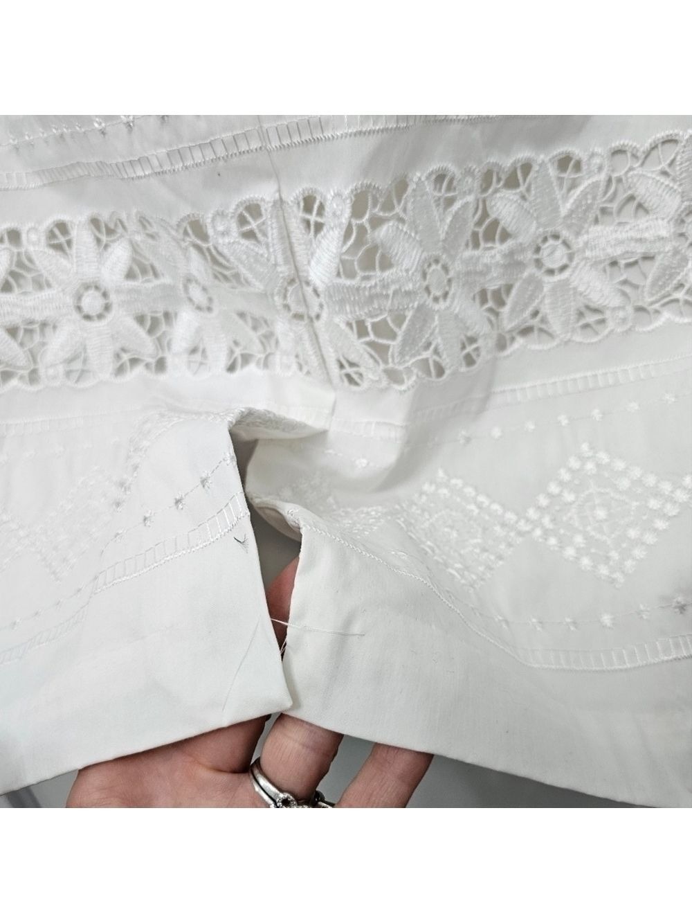 White House Black Market White Strapless Embroidered Eyelet Lace Dress Size 10 - Picture 10 of 14